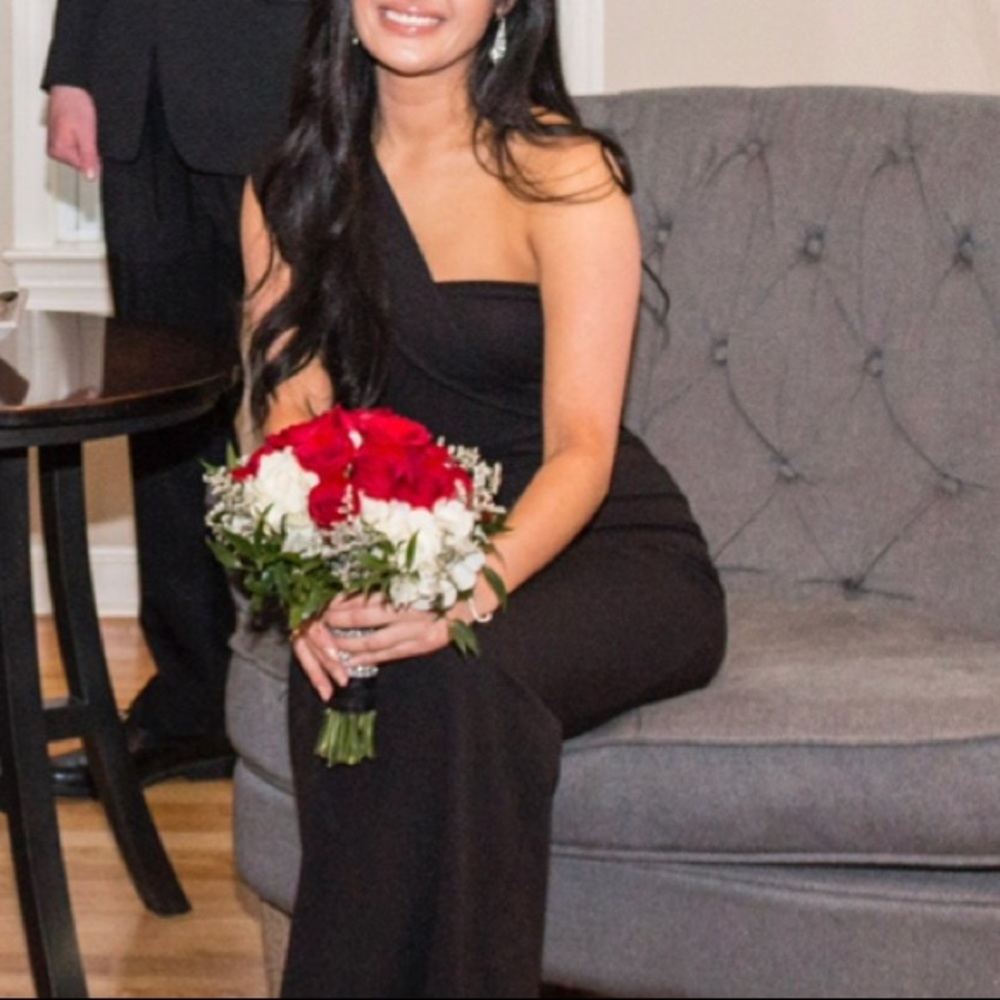 Black one shoulder maxi dress